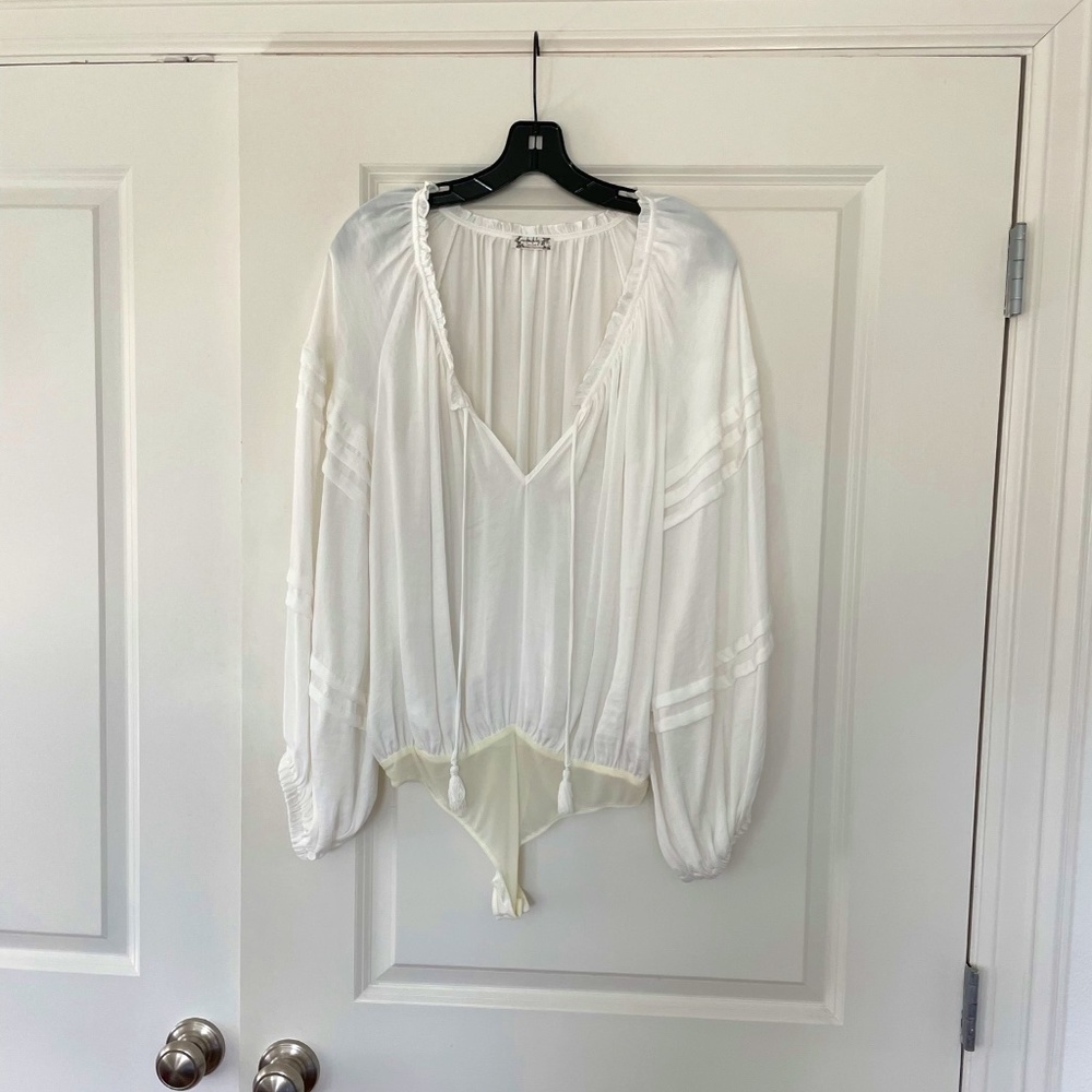 Free People All Tucks Bodysuit white size small